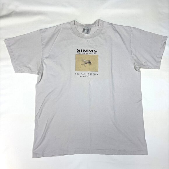 VTG Simms Fishing Bozeman Montana Mike Stidham Graphic Trout Flies T-Shirt Large - Picture 1 of 9